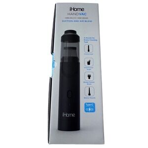 iHome HandVac Cordless 2-in-1 Hand Vacuum Suction and Air Blow IHCV12-BLK Black